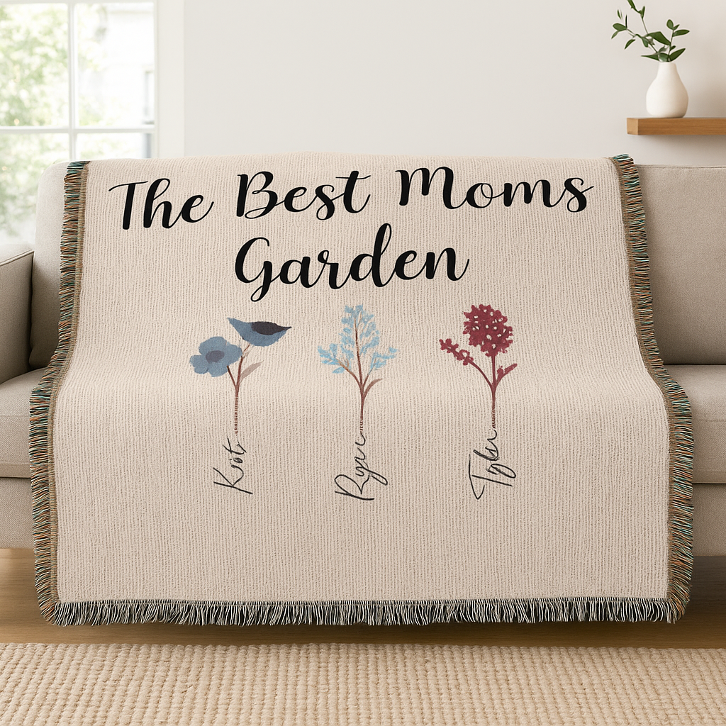 Family Garden Personalized Woven Blanket