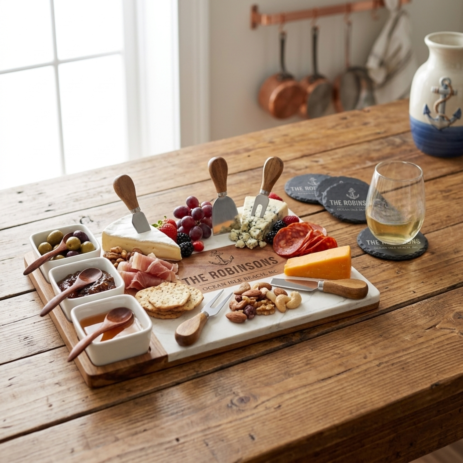 Coastal Charcuterie & Coaster Set