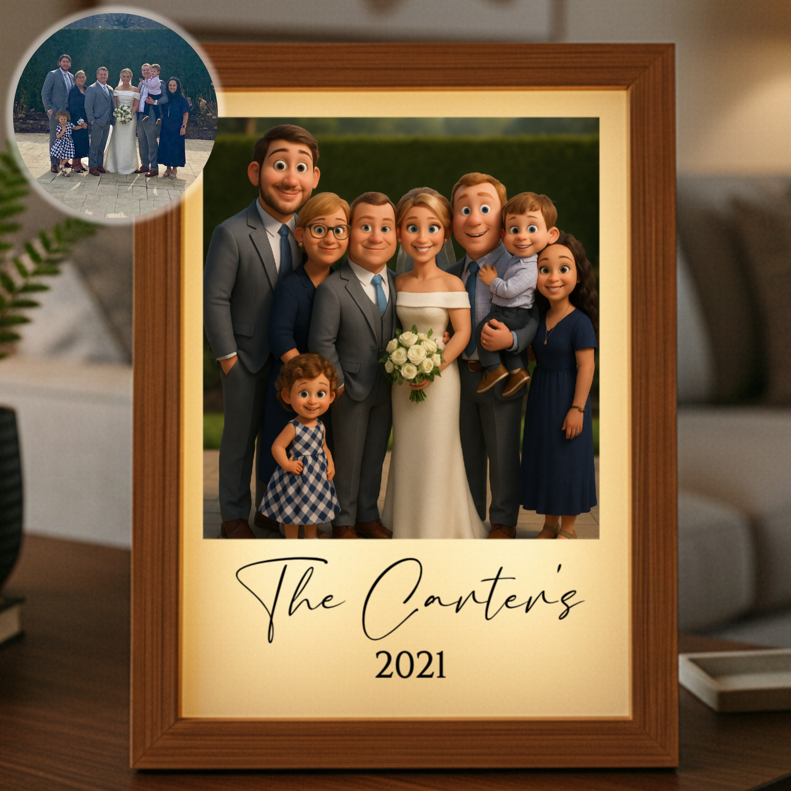 Family Cartoon Animated Light Up Box