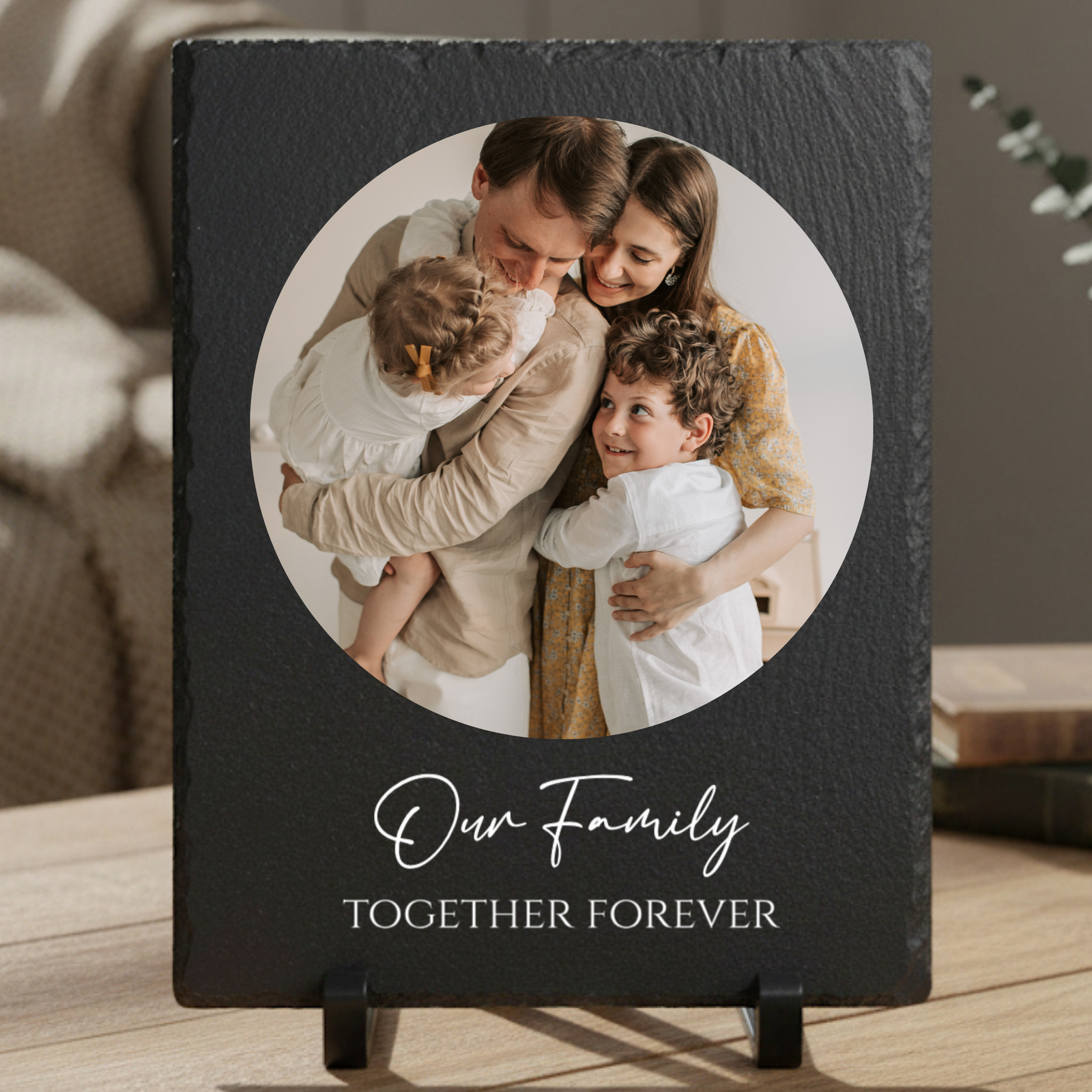 Personalized slate plaque with family photo and custom text Willow and Hive