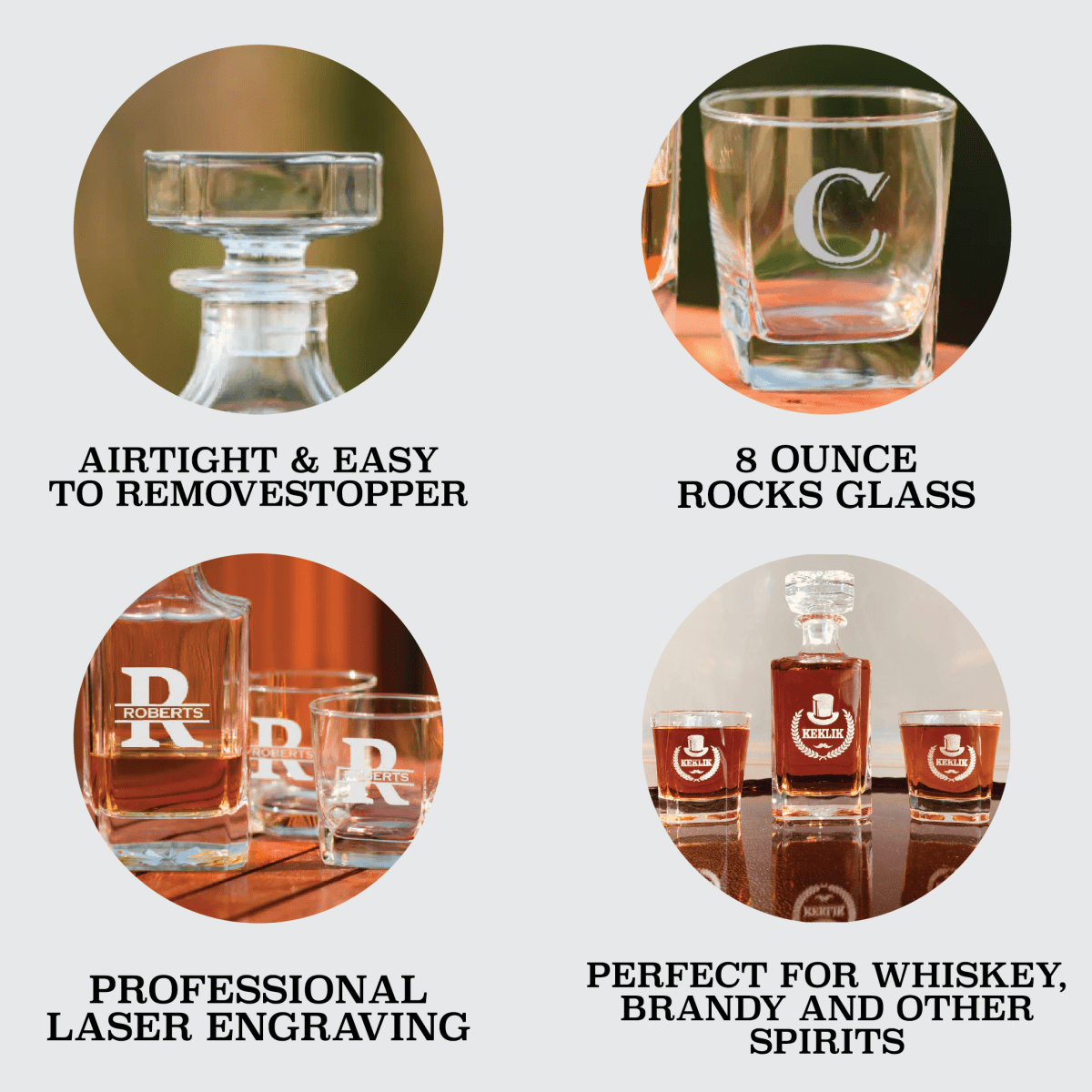 Unique Personalized Premium Personalized Whiskey Decanter Set Customized personalized decanters Gifts for Men by Groovy Guy