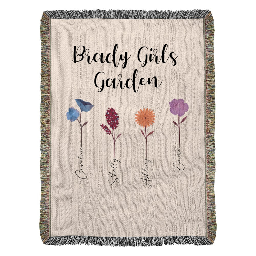 Family Garden Personalized Woven Blanket