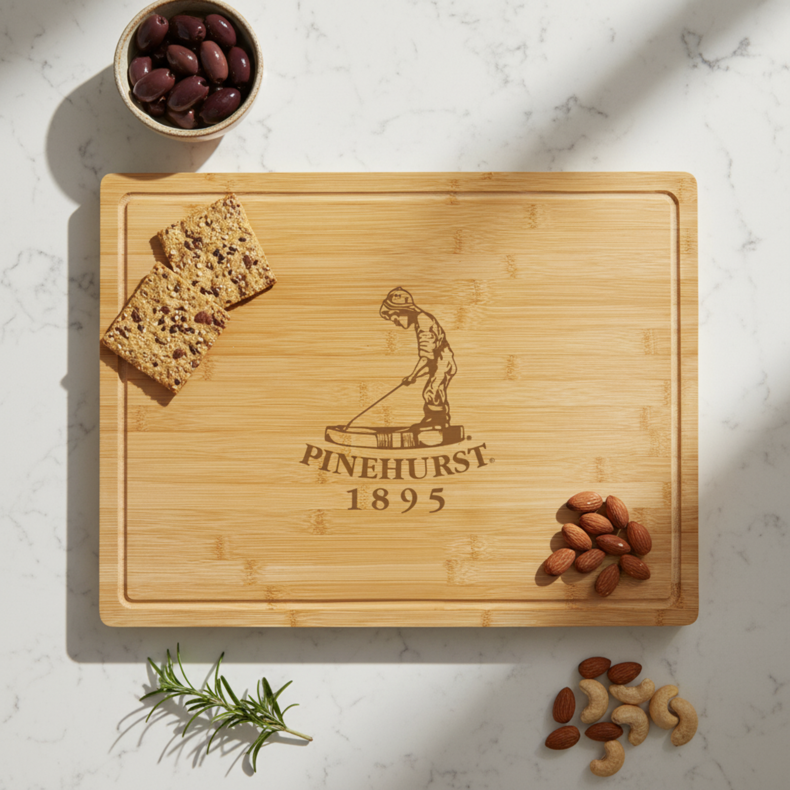 Custom Logo Bamboo Cutting Board with Pinehurst Logo | Willow & Hive