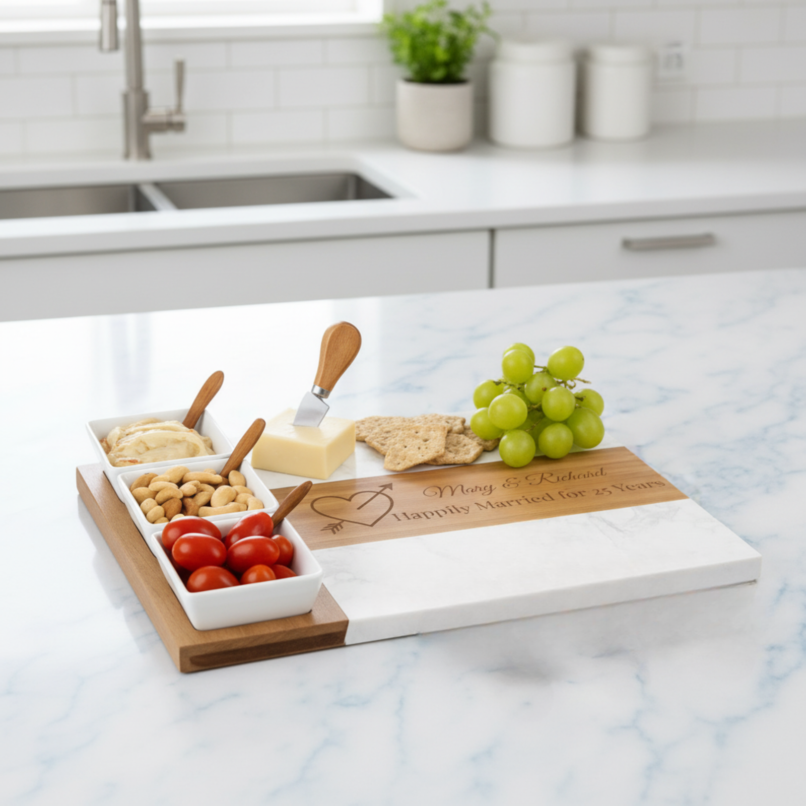 Personalized Anniversary Charcuterie Board Set