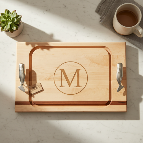 Whale Handled Personalized Cutting Board