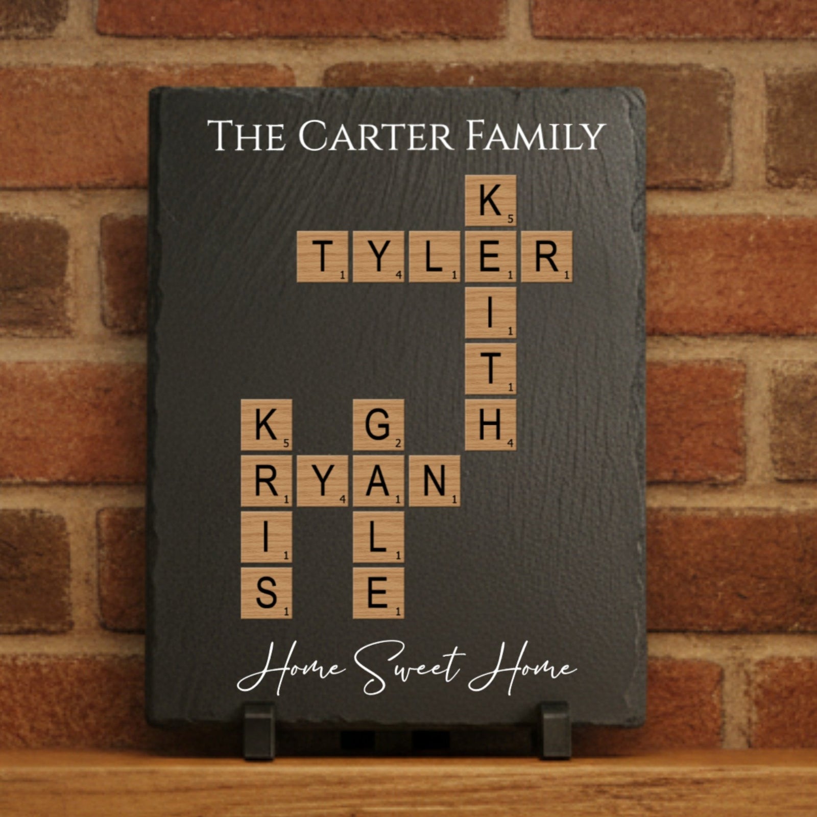 Custom Family Scrabble Tile Slate