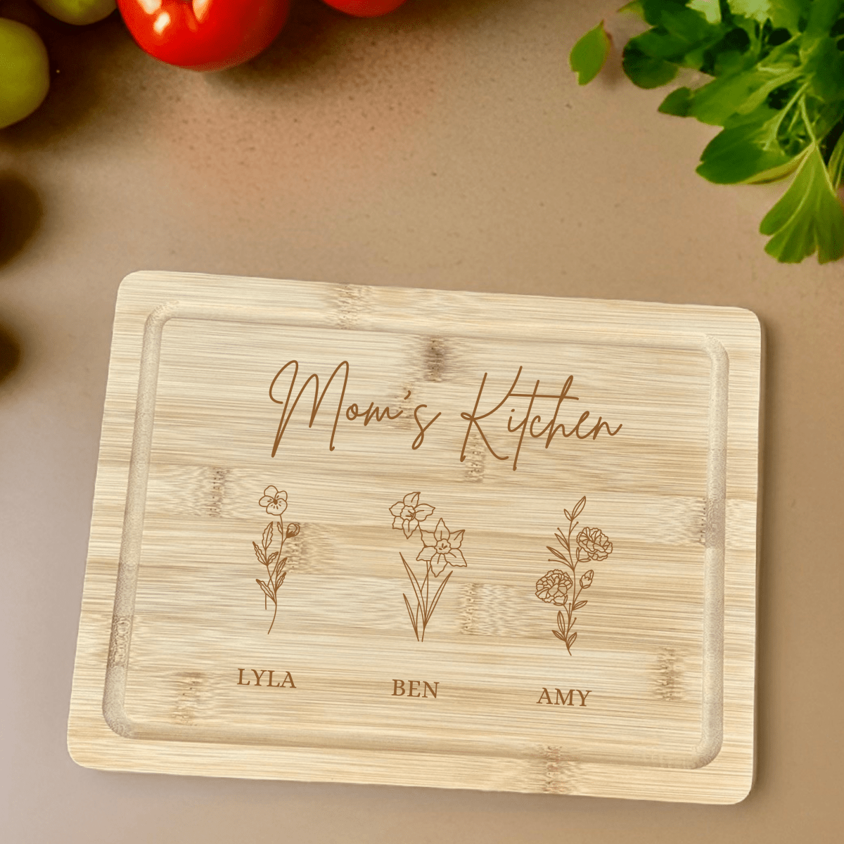 Personalized Floral Family Cutting Board for her, Customized Gifts for Women by Groovy Girl Gifts