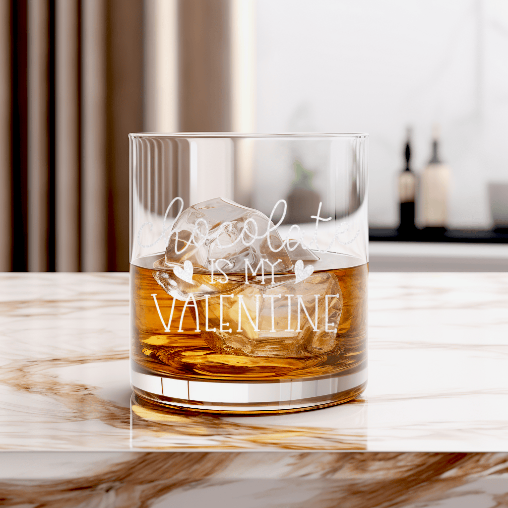 Chocolate Is My Valentine Whiskey Glass