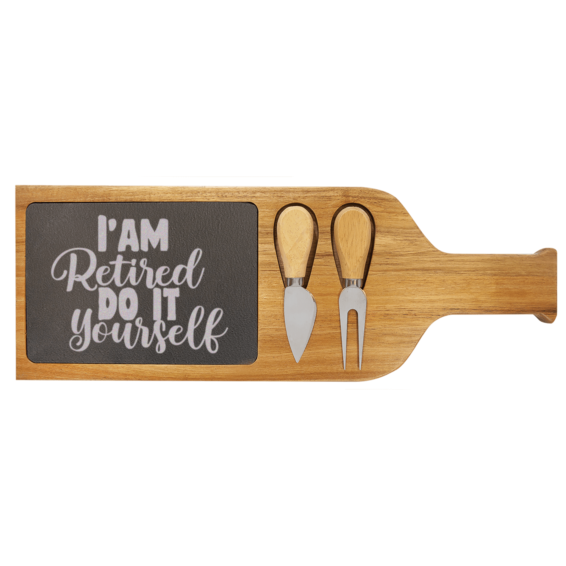 Do It Yourself Im Retired Wood Slate Serving Tray With Handle