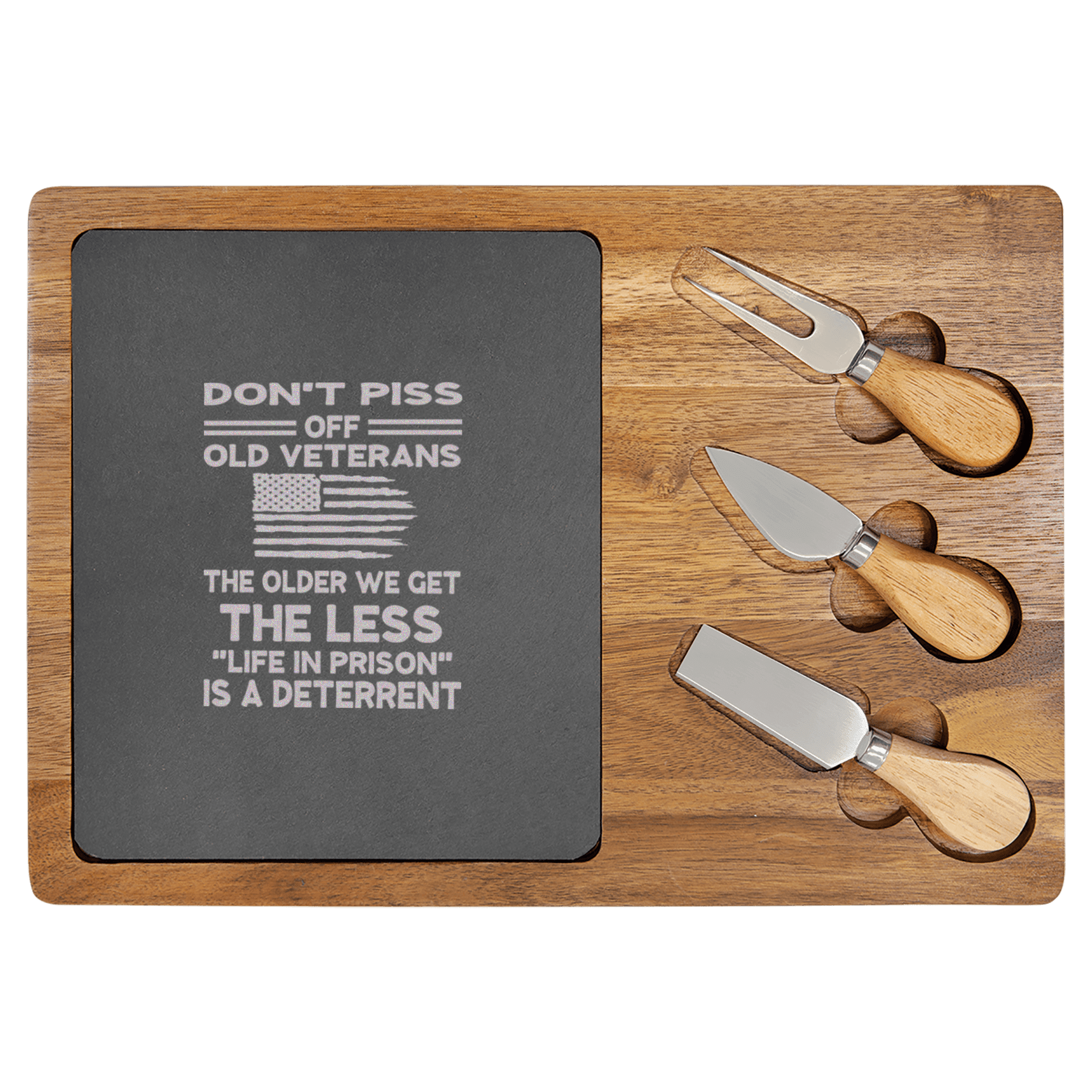 Dont Piss Off Old Veterans Wood Slate Serving Tray