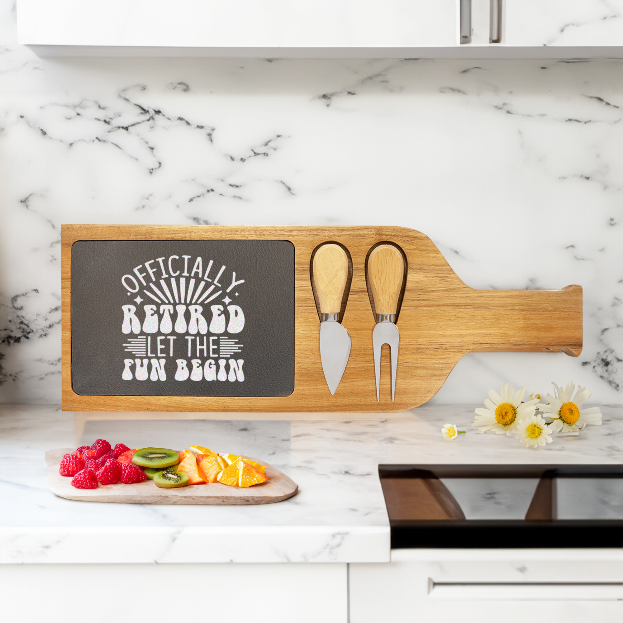 Finally Free Wood Slate Serving Tray With Handle