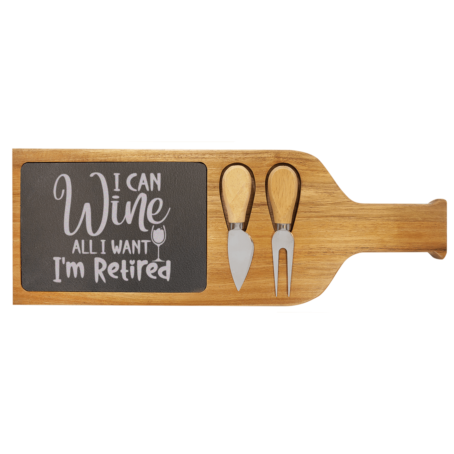 Free To Wine Wood Slate Serving Tray With Handle