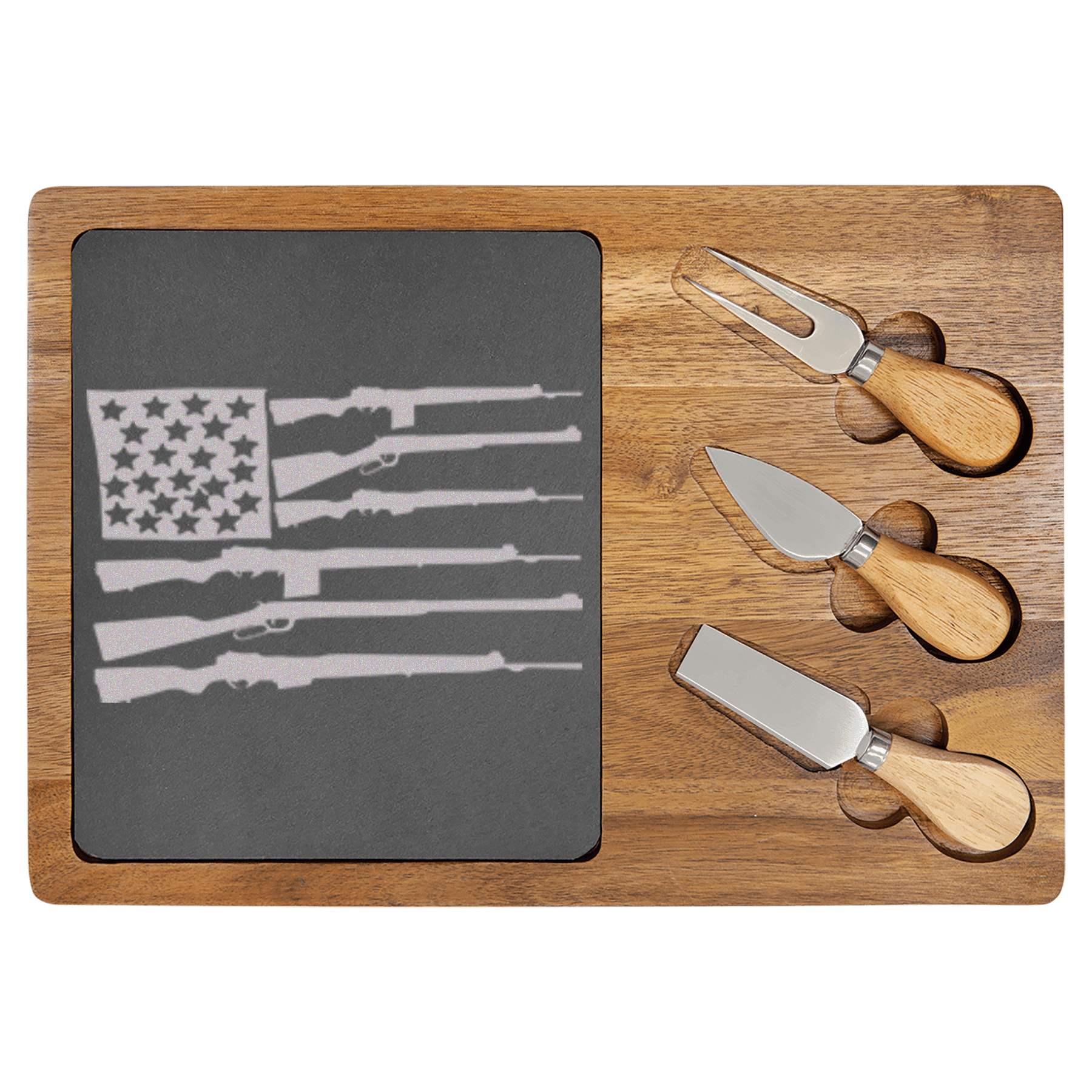 Freedom Flag Wood Slate Serving Tray