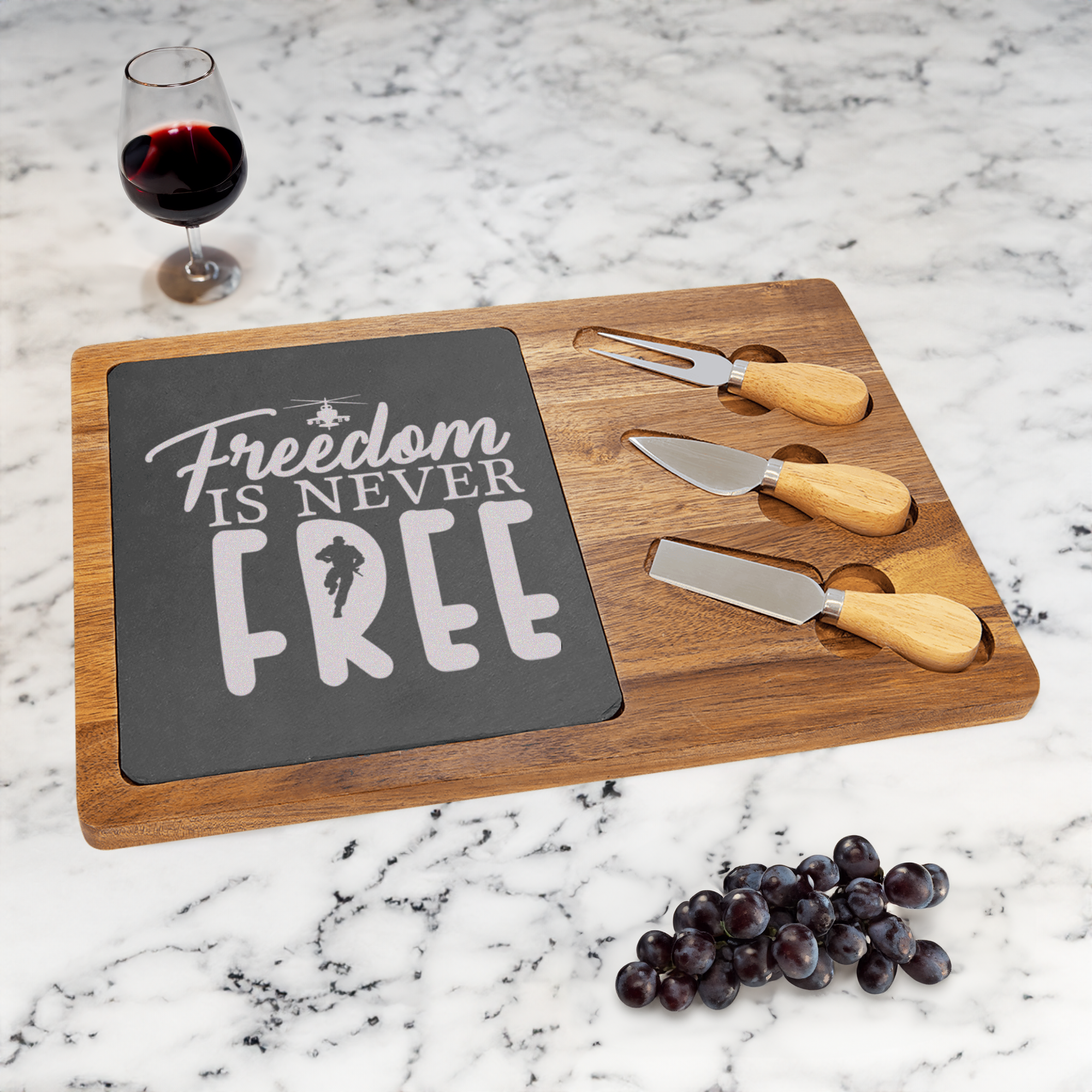 Freedom Isnt Free Wood Slate Serving Tray