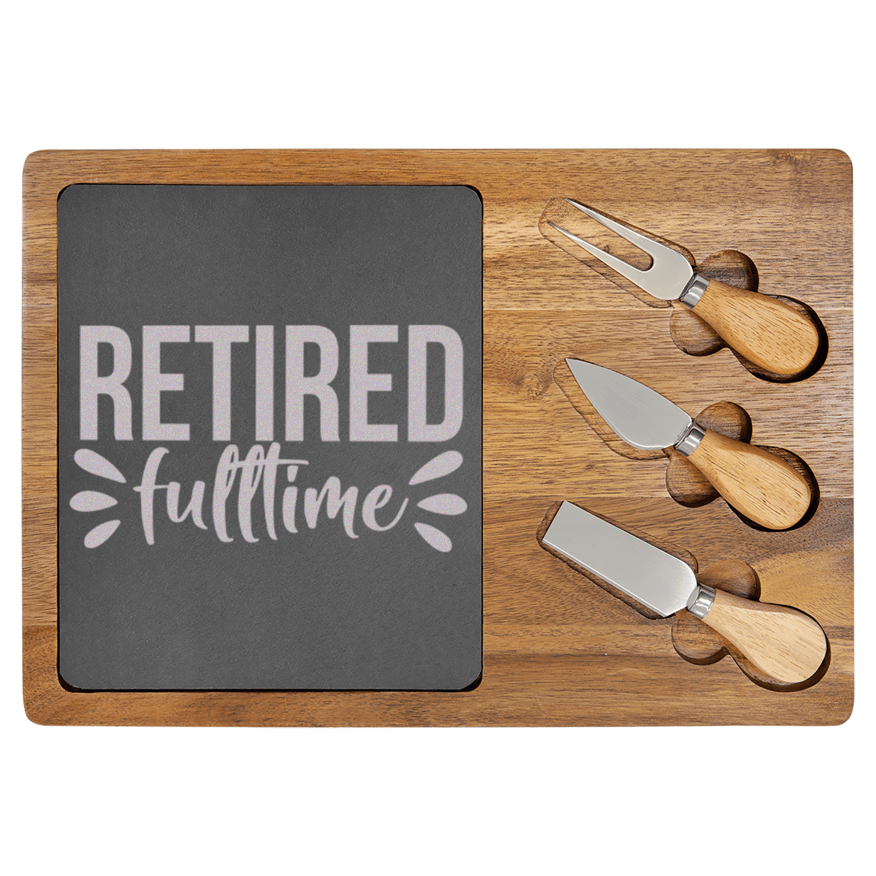 Fulltime Retired Wood Slate Serving Tray