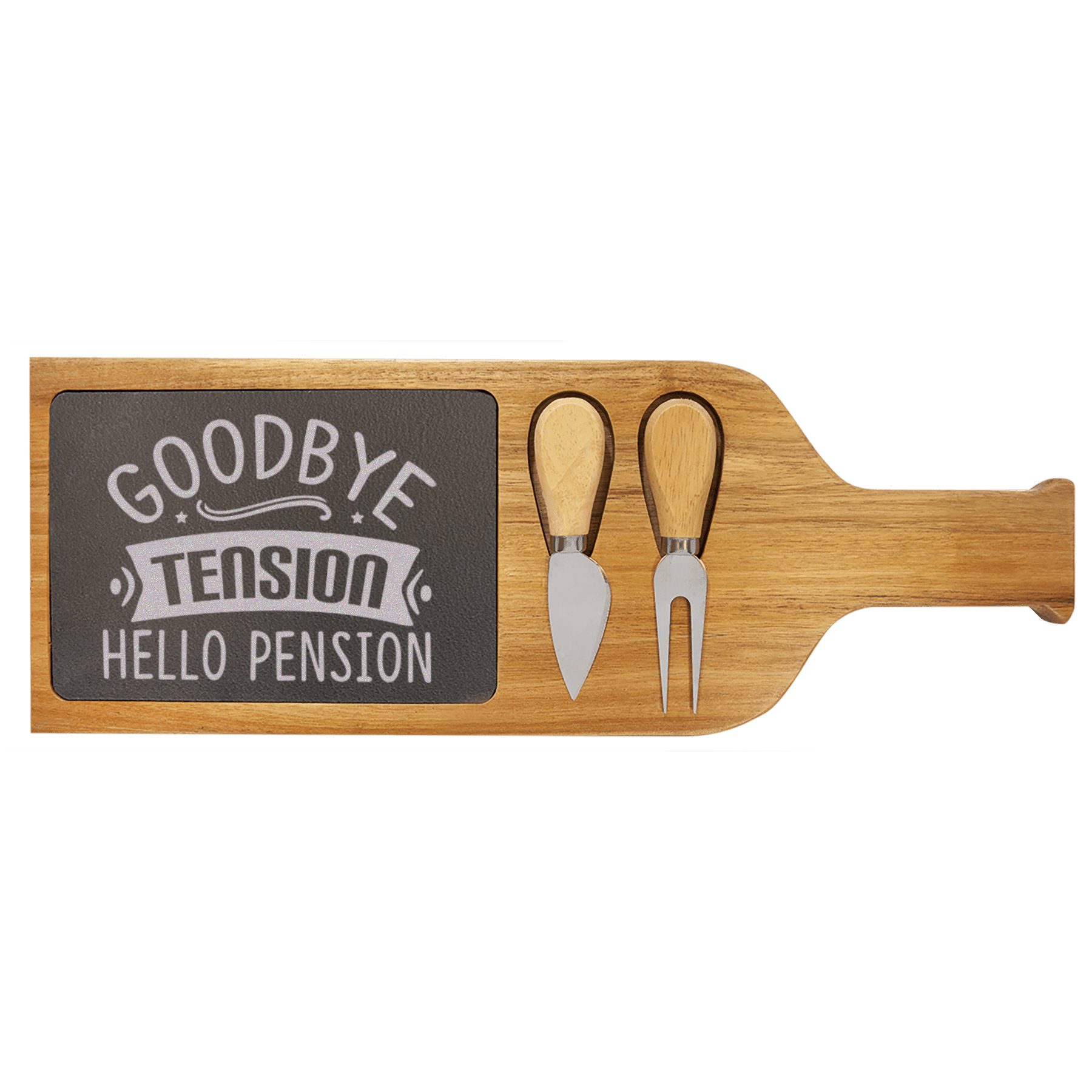 Getting Paid To Relax Wood Slate Serving Tray With Handle