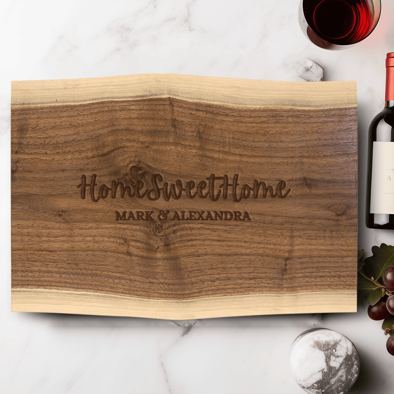 Anniversary Walnut Cutting Board With Home Sweet Home Design