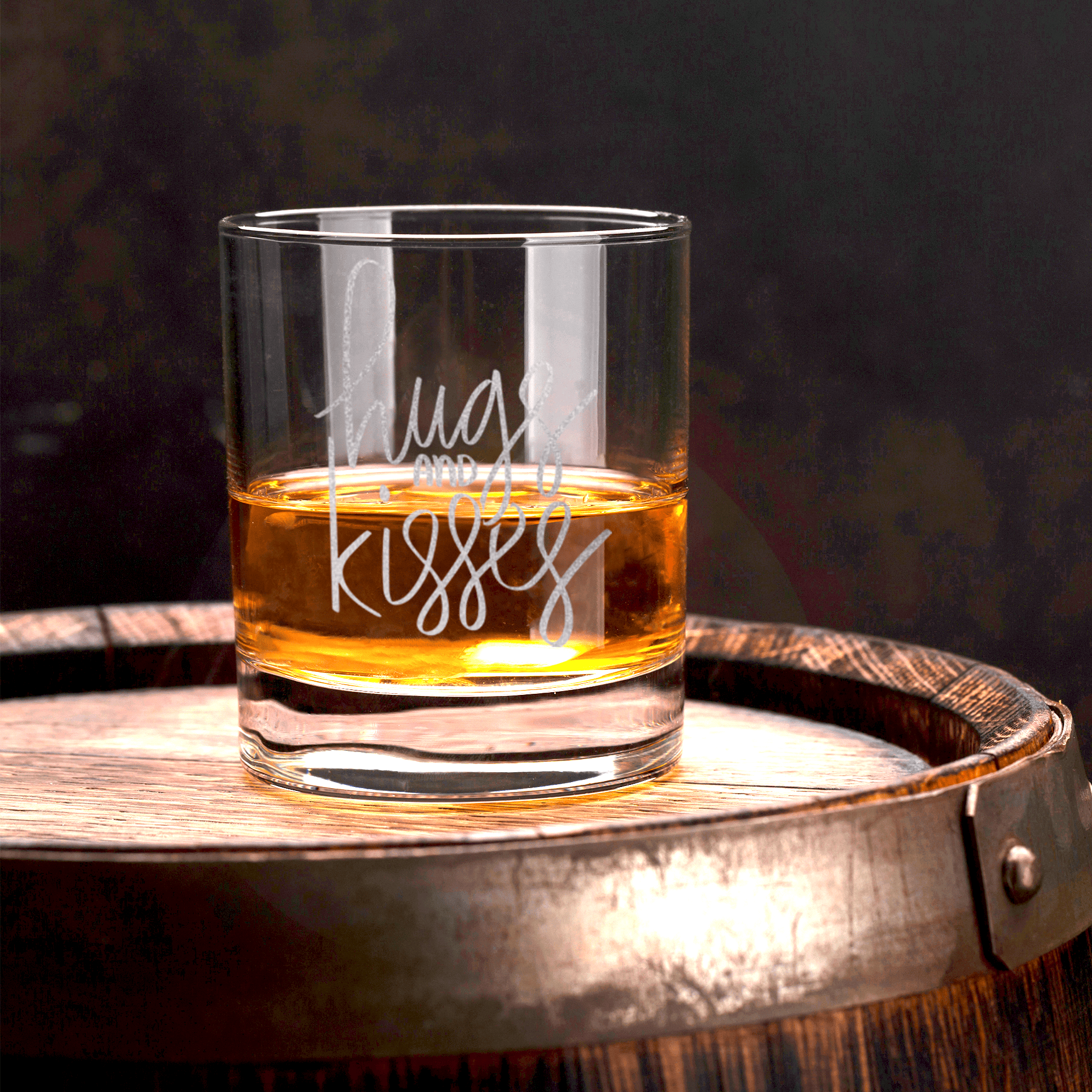 Hugs And Kisses Whiskey Glass
