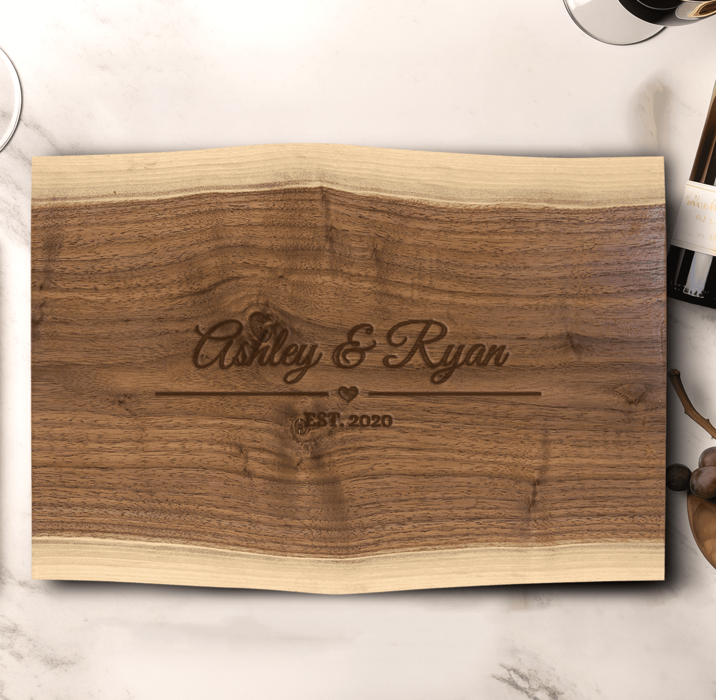 Anniversary Walnut Cutting Board With Loves Imprint Design