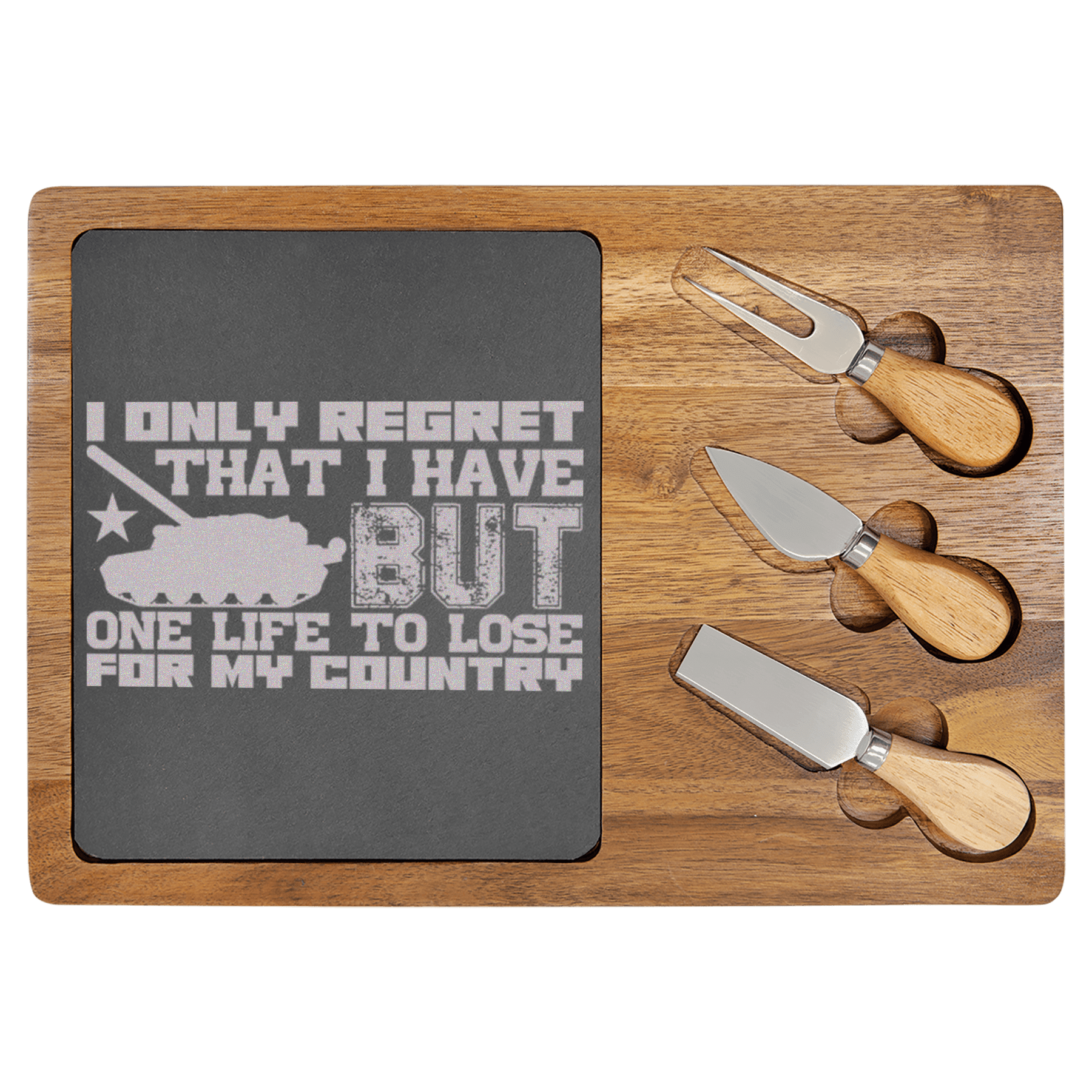 Only One Life To Lose Wood Slate Serving Tray