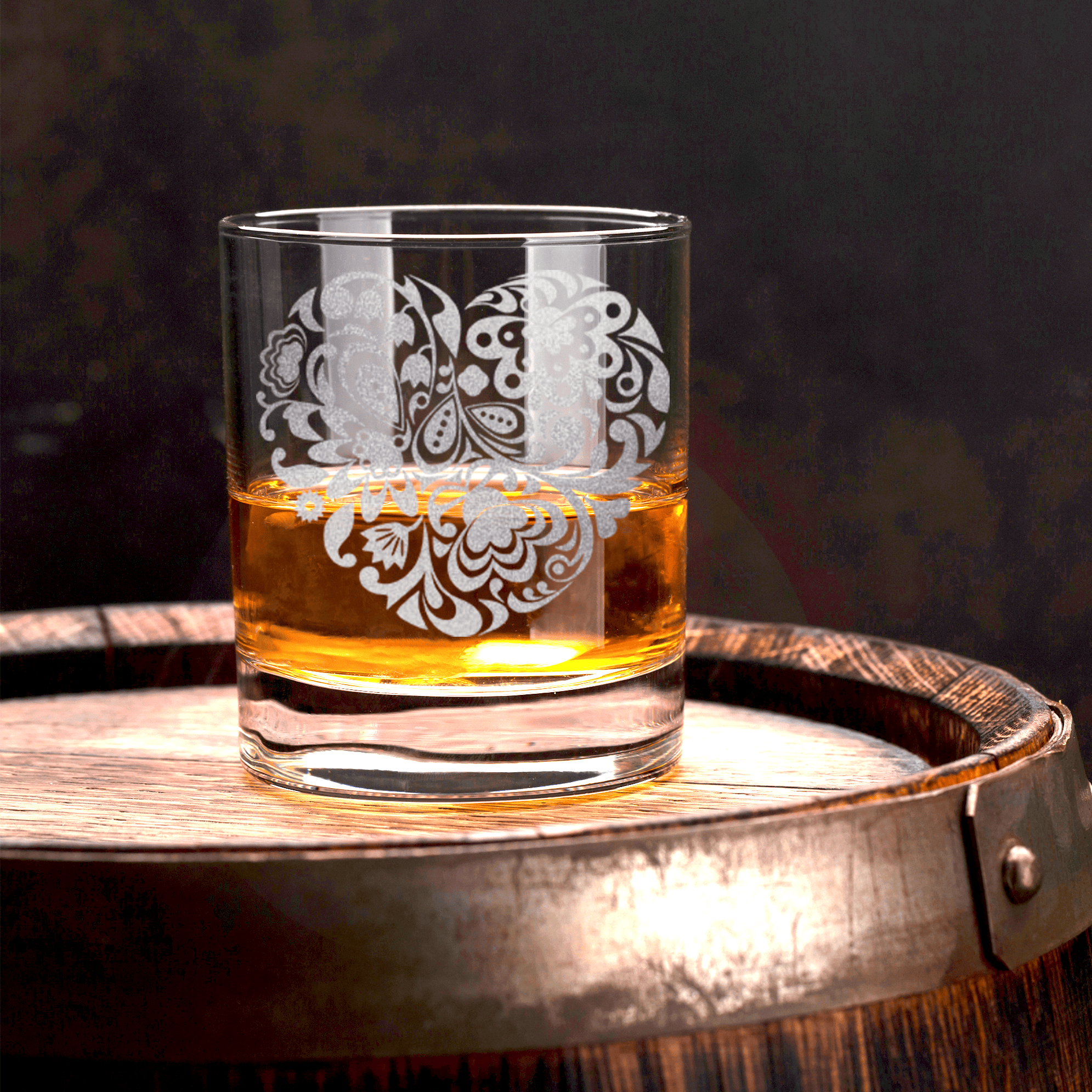 Paper Heart Strings Whiskey Glass