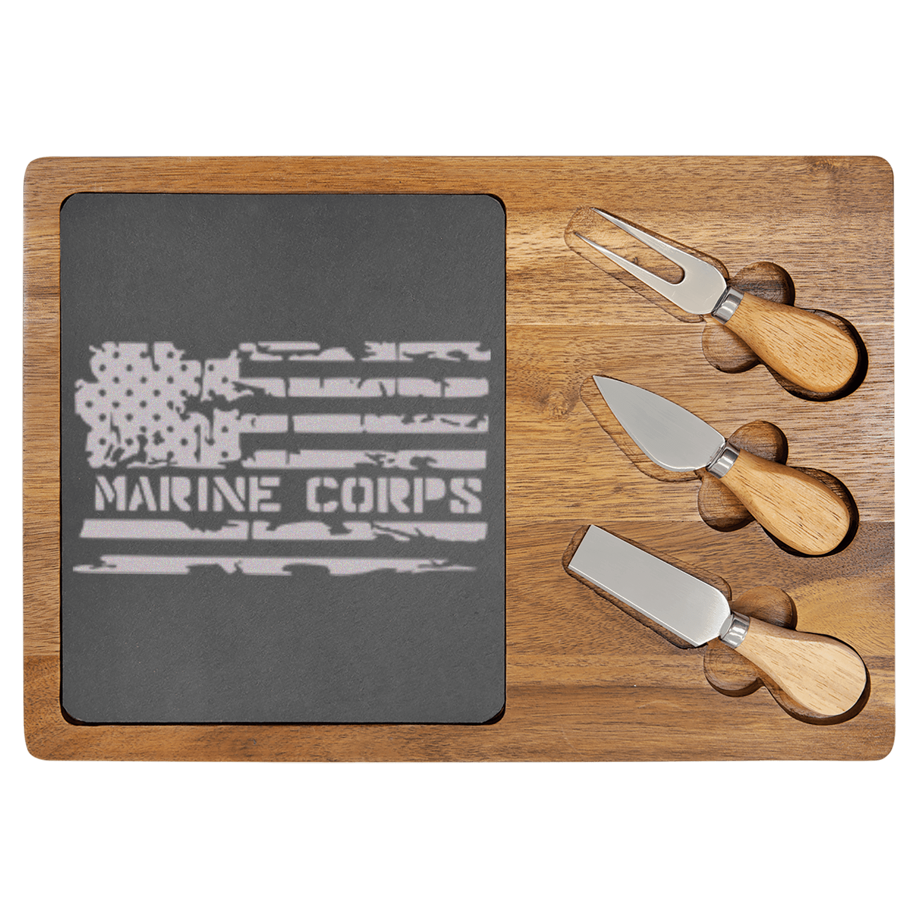 Proud Marine Corps Wood Slate Serving Tray
