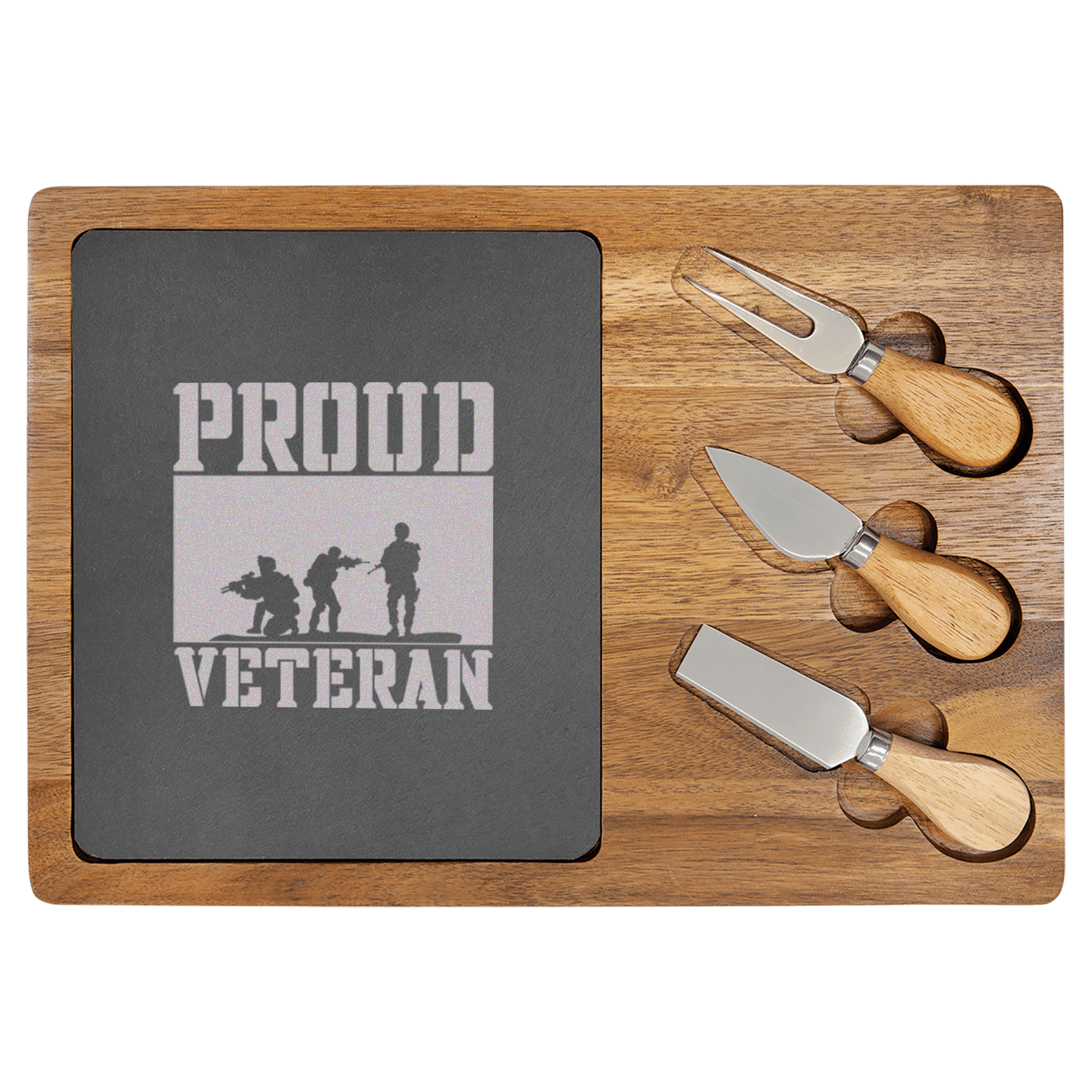 Proud Veteran Wood Slate Serving Tray