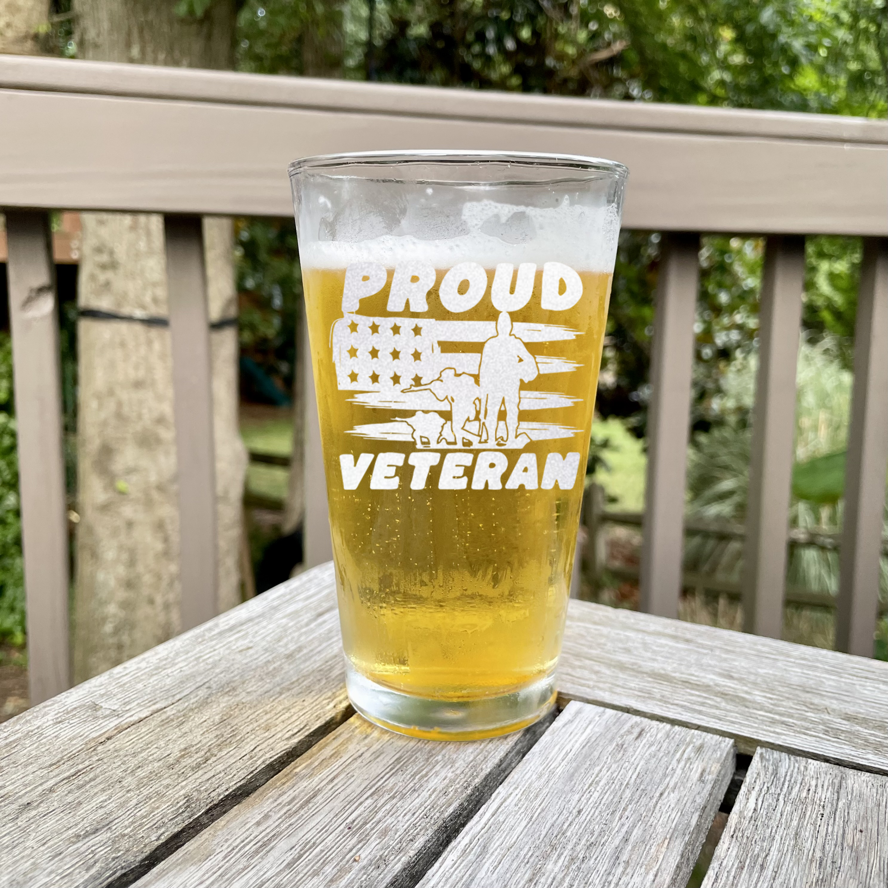 Proud Veteran Flag Pint Glass