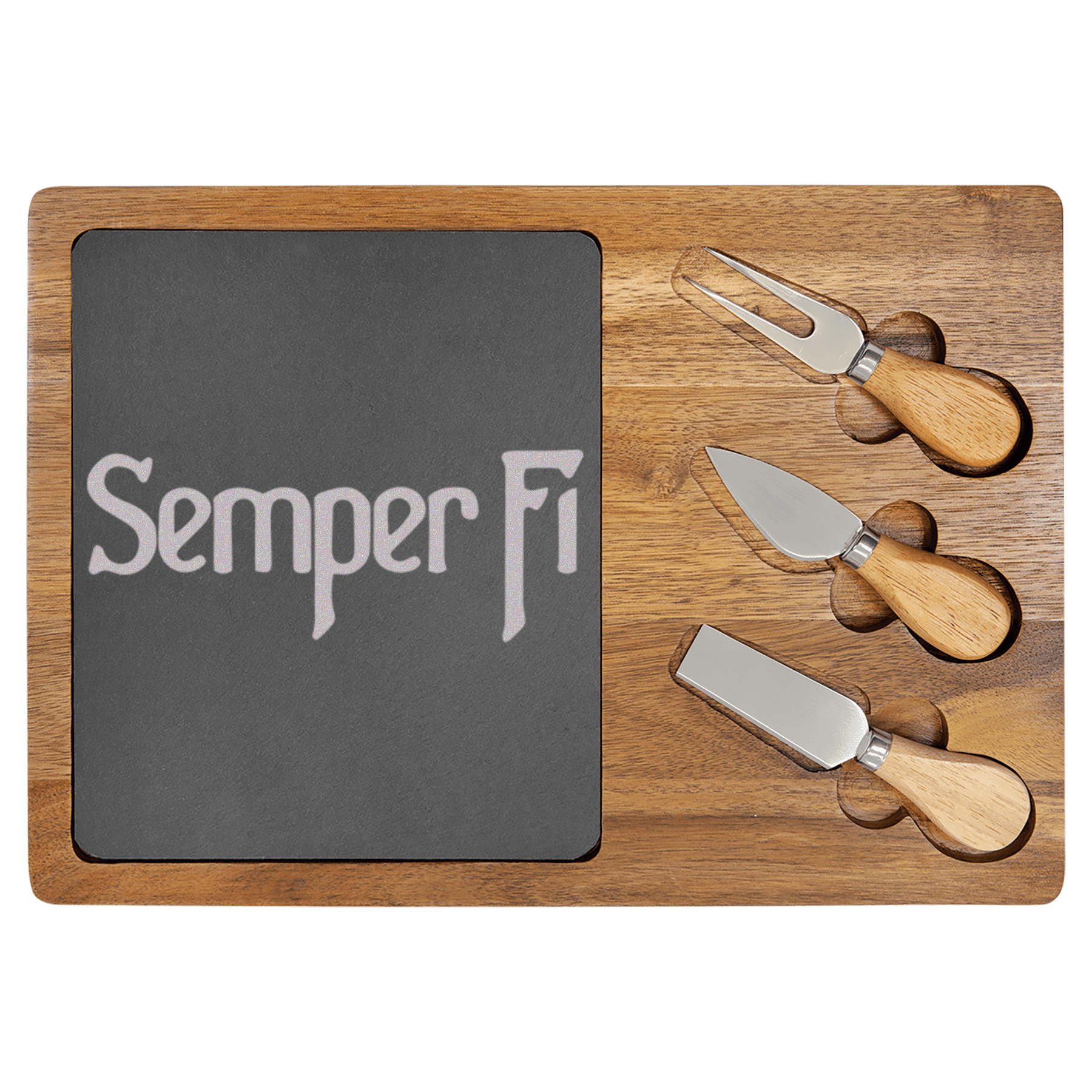 Semper Fi Wood Slate Serving Tray
