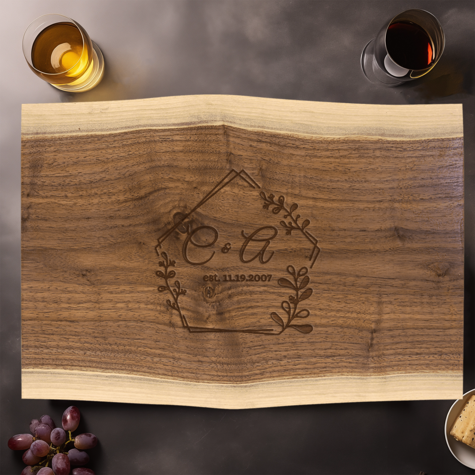 Anniversary Walnut Cutting Board With Together Forever Design