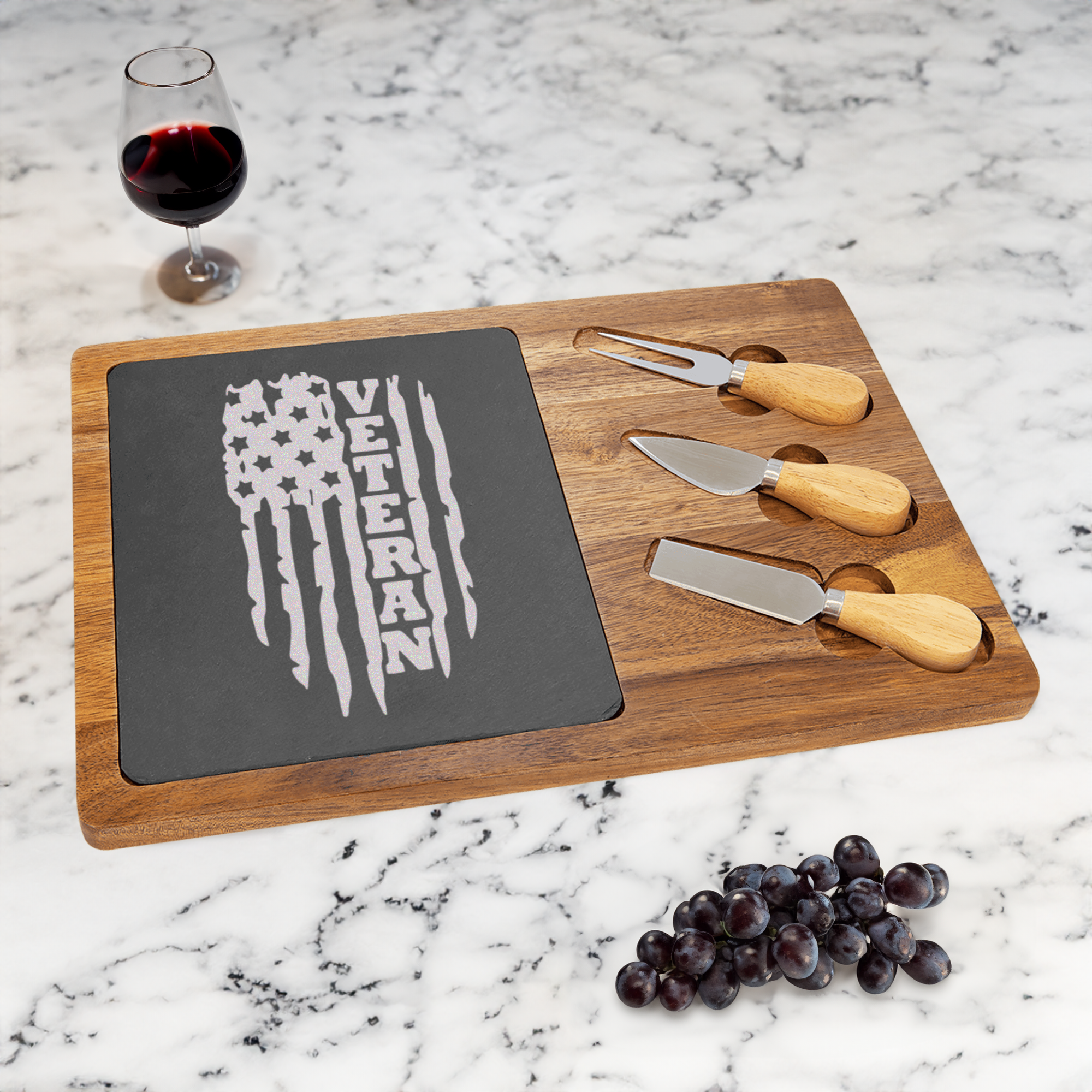 Torn Flag Wood Slate Serving Tray