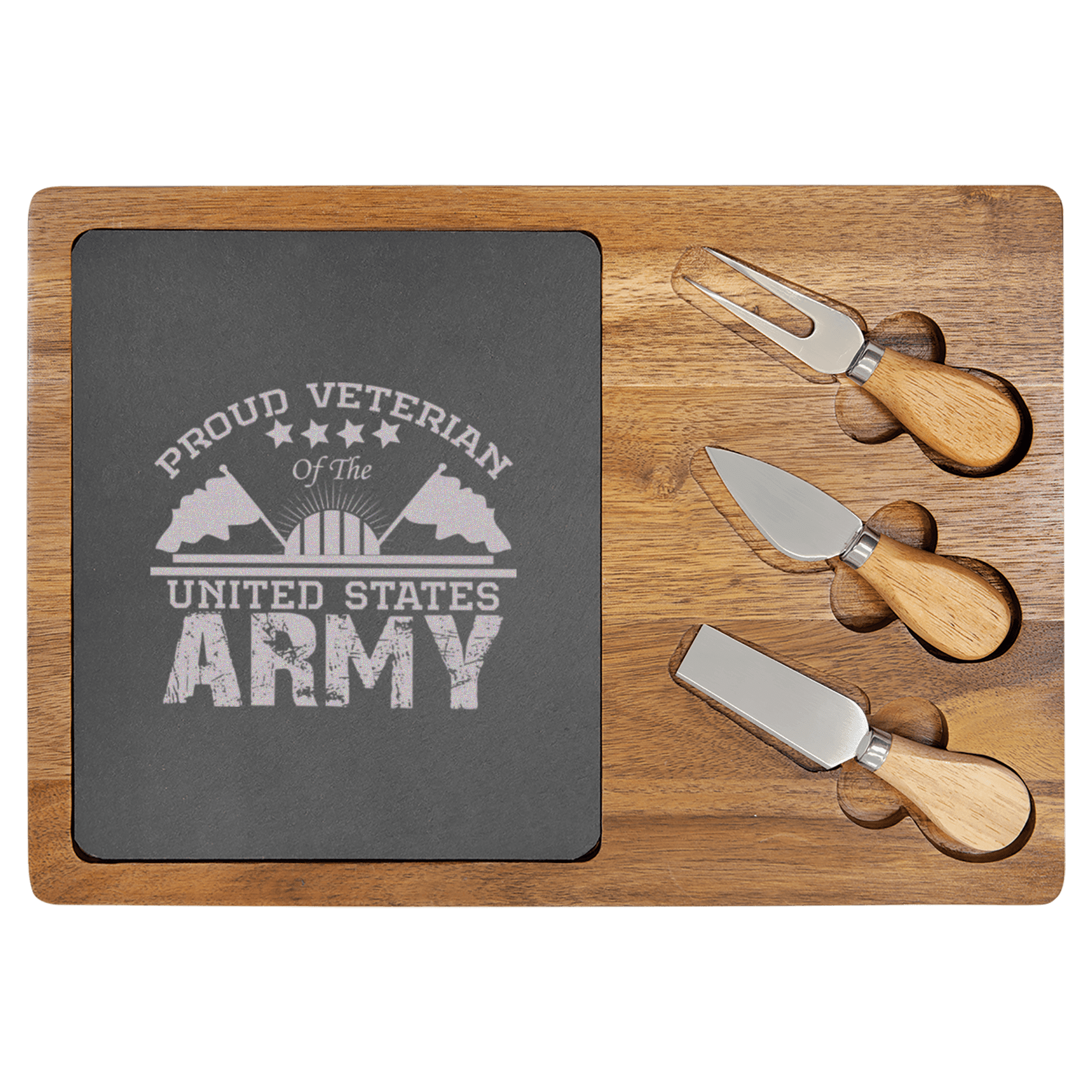 US Army Veteran Wood Slate Serving Tray