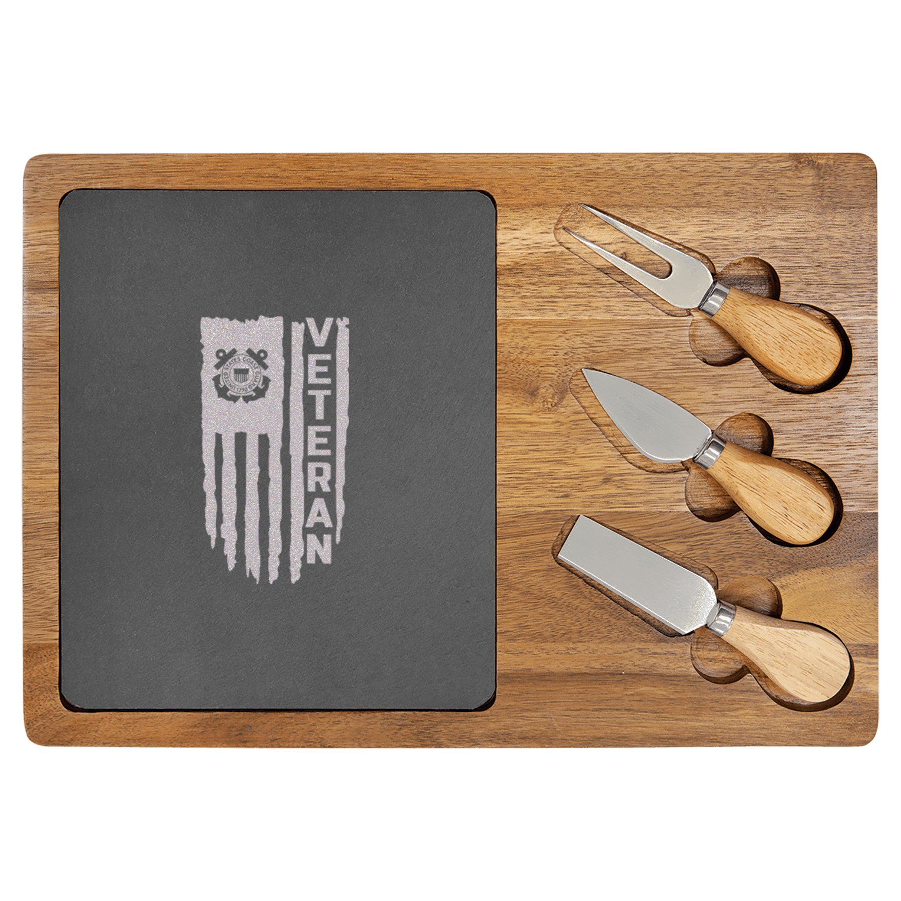 US Coast Guard Vet Wood Slate Serving Tray