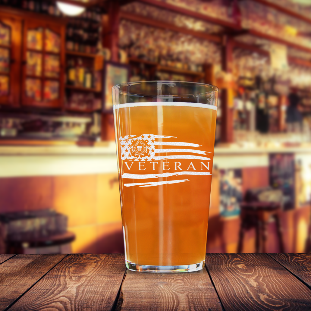 US Coast Guard Veteran Pint Glass