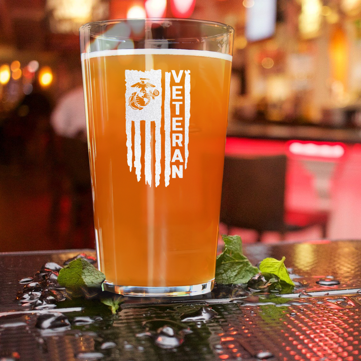 US Marines Flag Pint Glass