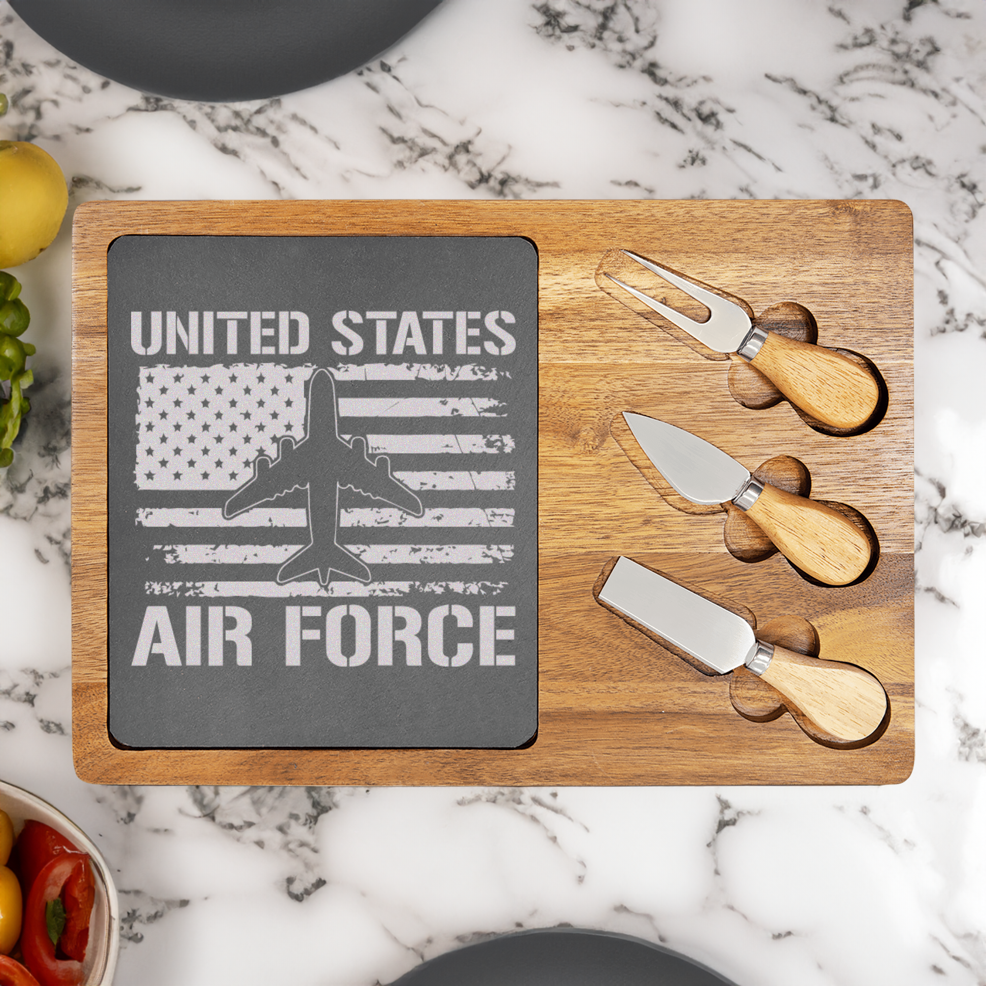 United States Airforce Wood Slate Serving Tray