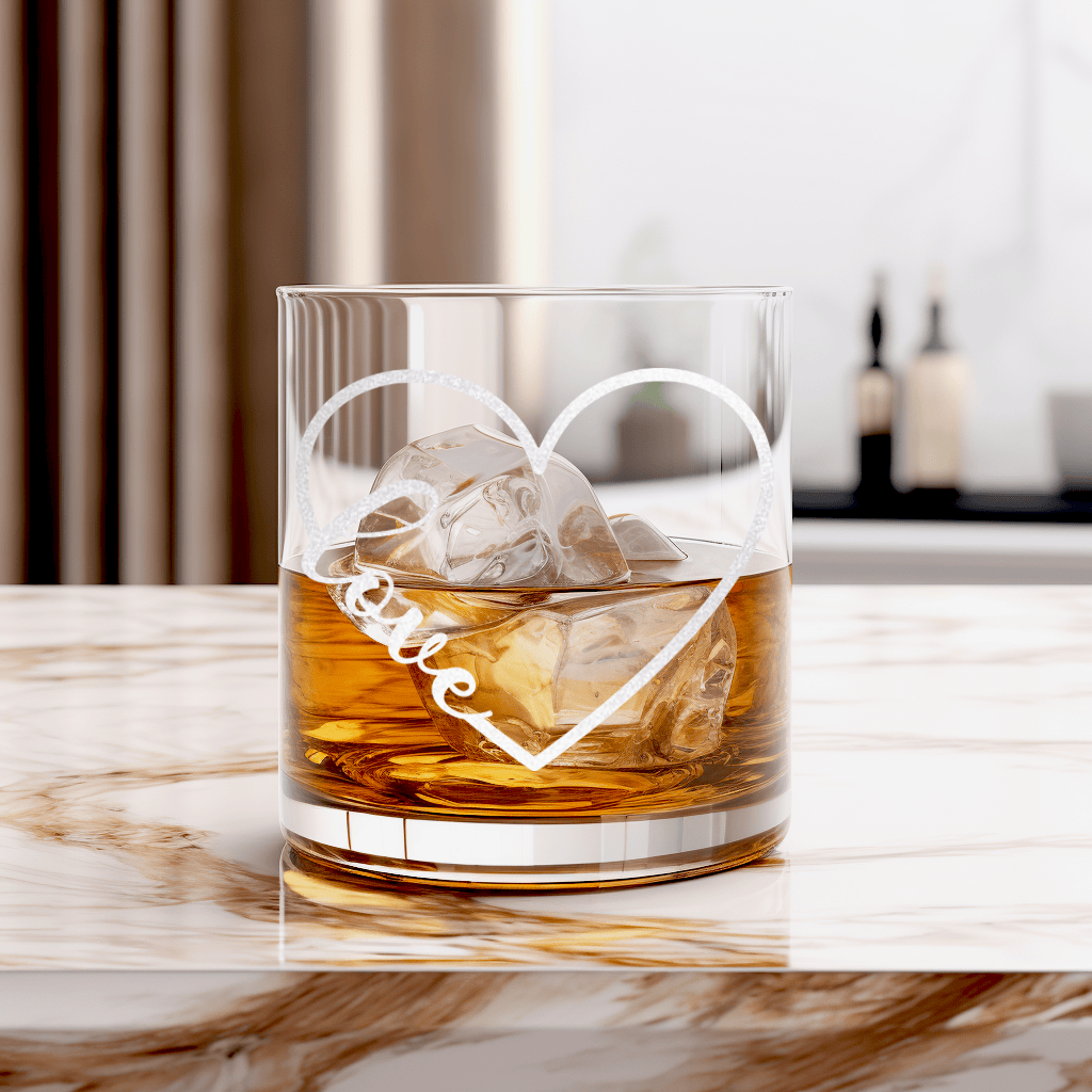 Valentines Heart Whiskey Glass