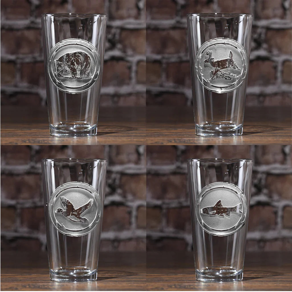 Wildlife Animals Etched Glassware Set