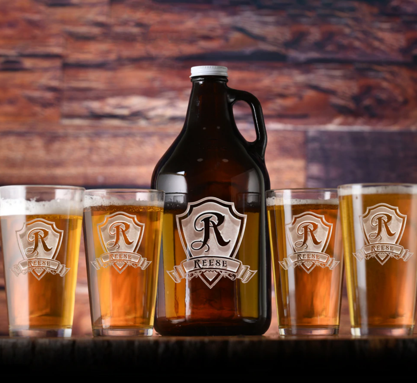 Personalized Beer Growler and Pint Glasses Set Willow and Hive