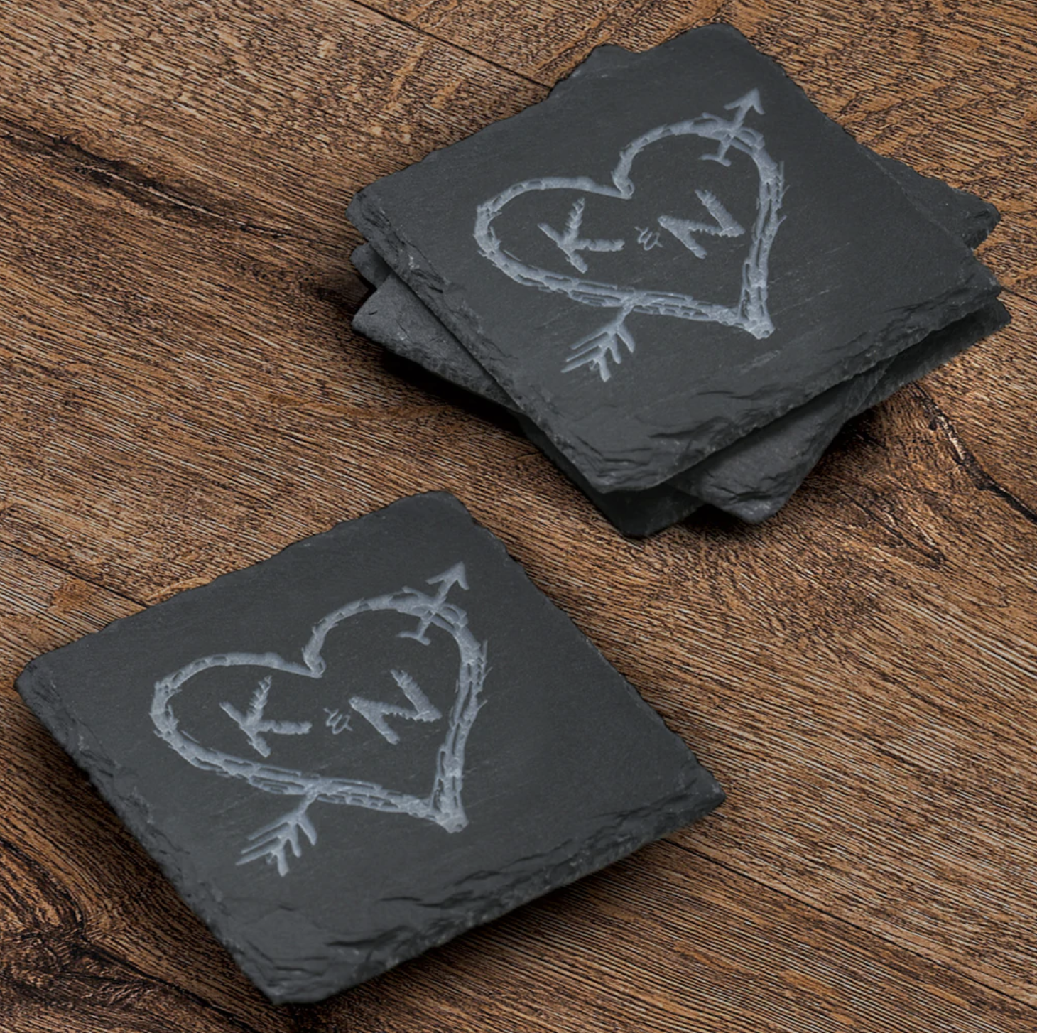 Heart And Arrow Slate Coaster