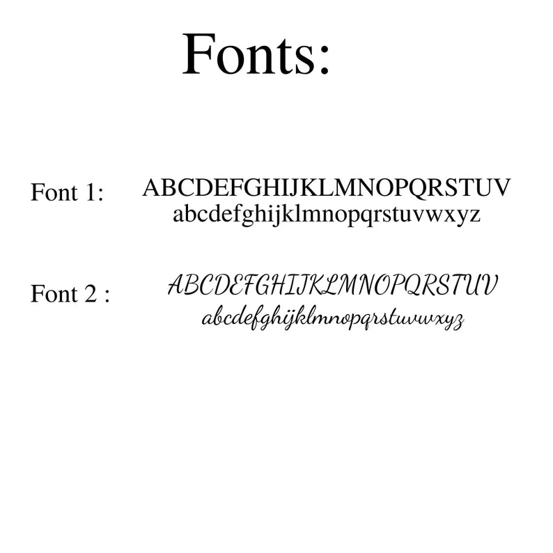 Customization preview showing two font options available for engraved text on the spoon