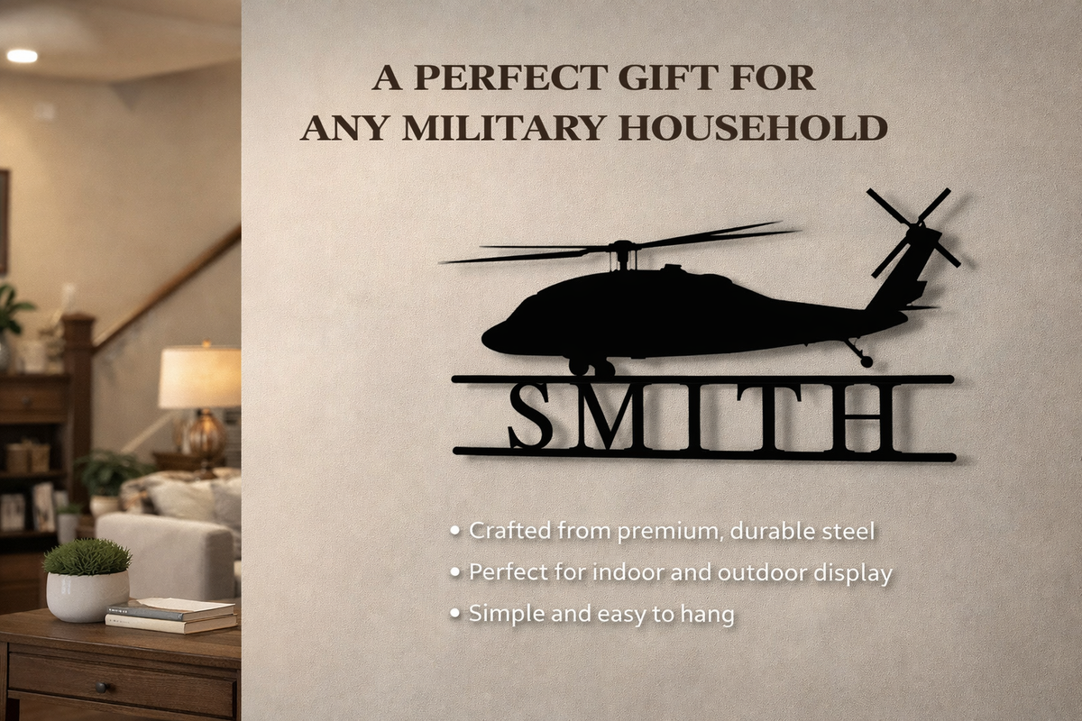 Military Helicopter Personalized Sign
