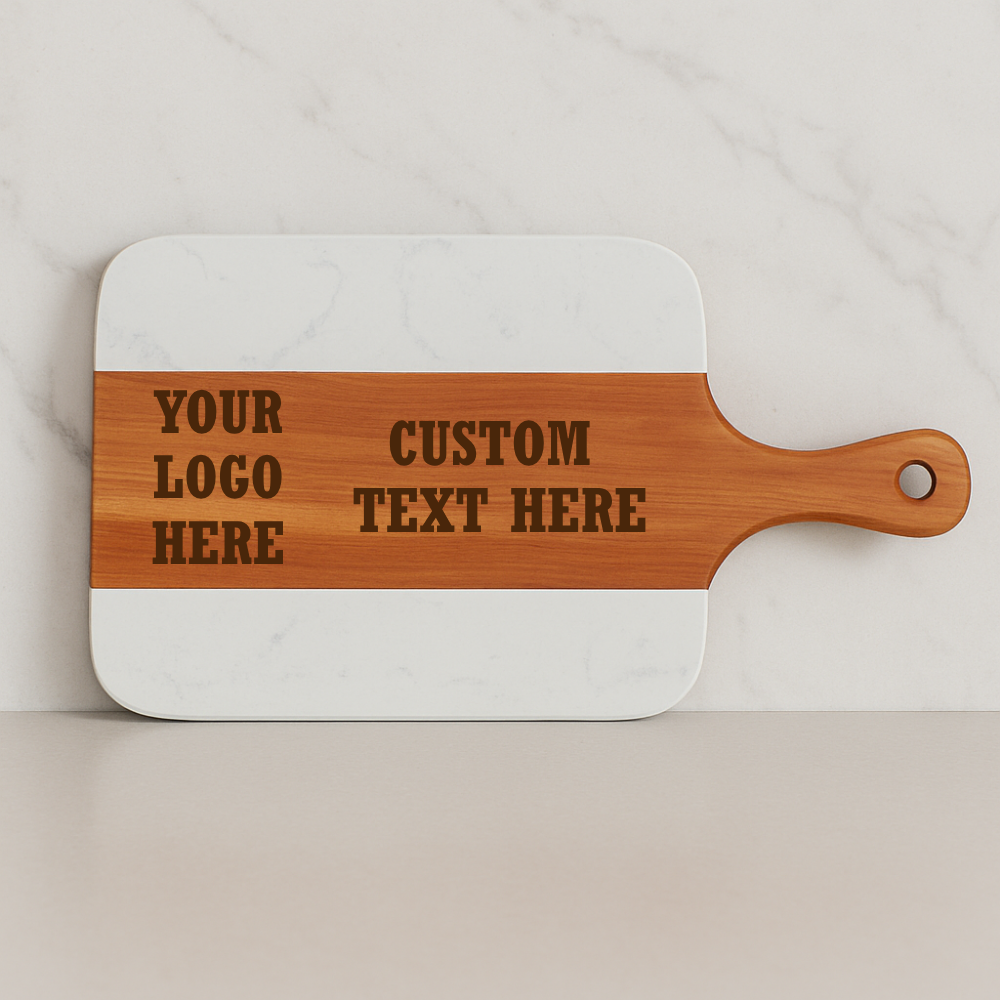 Marble &amp; Wooden Cutting Board Personalized with logo - Willow &amp; Hive