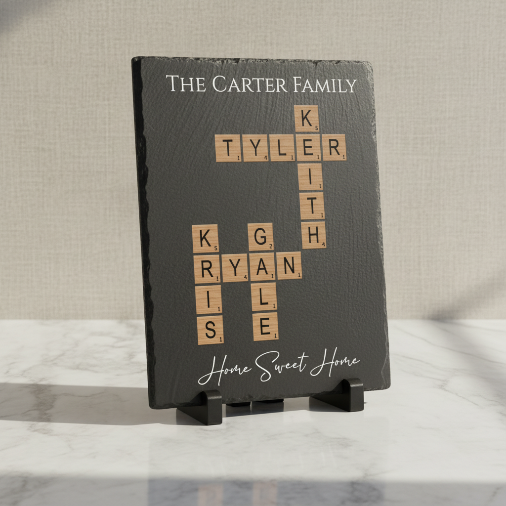 Custom family Scrabble Tile Slate