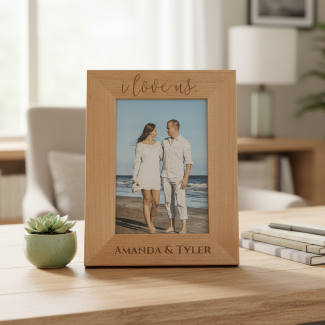 Wooden Photo Frame with I love us design