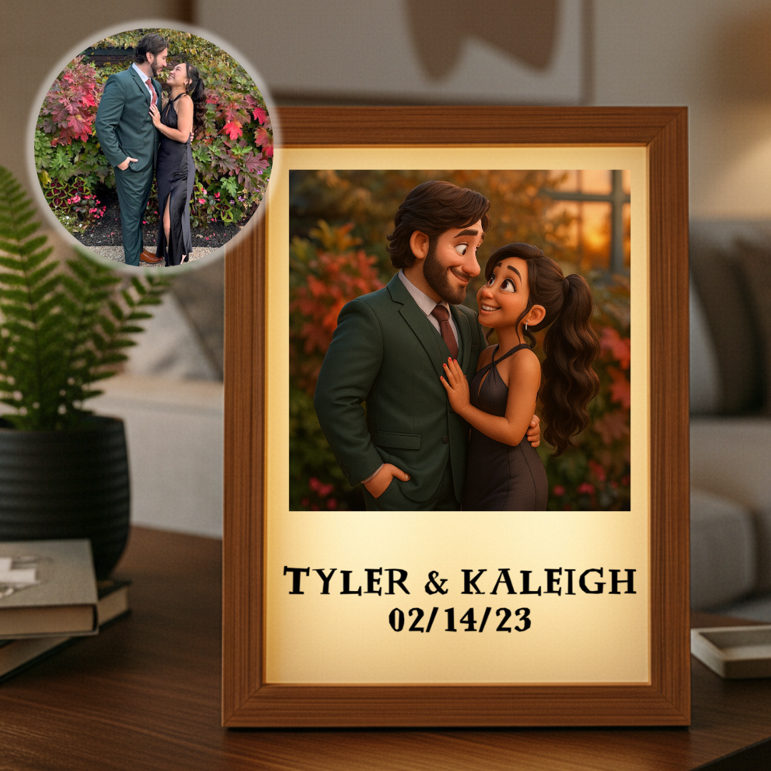 Personalized Animated Light Up Picture Frame for her, Customized Gifts by Willow and Hive