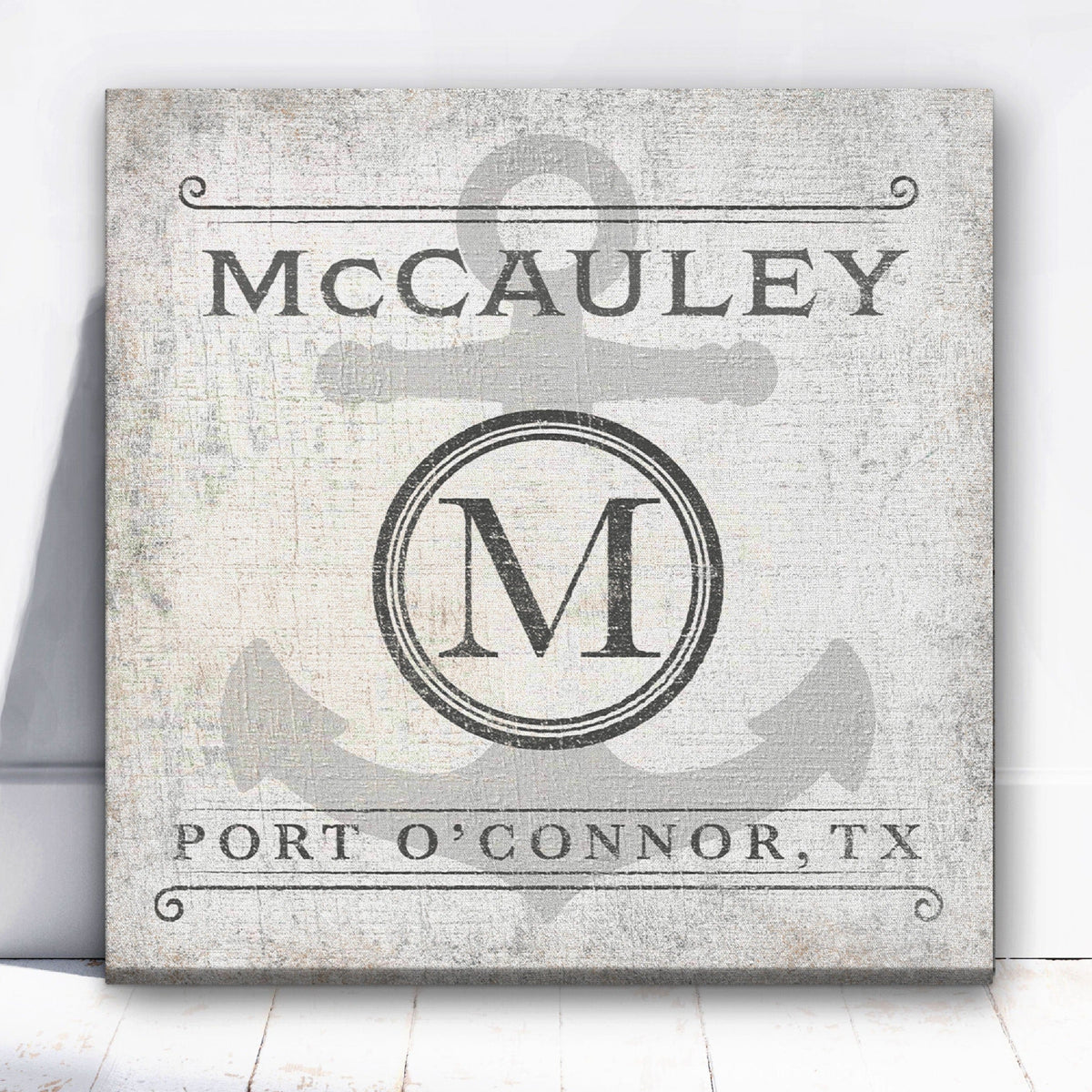 Anchor Monogram Personalized Canvas Sign