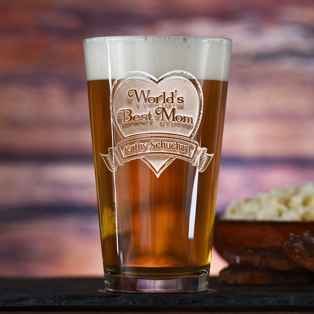 Unique Personalized World's Best Mom Pint Pub Glass Customized pint glass Gifts for Men by Groovy Guy