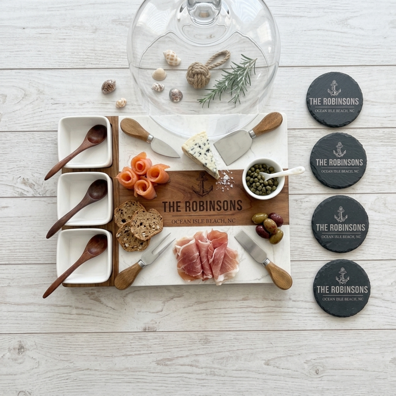 Coastal Charcuterie & Coaster Set