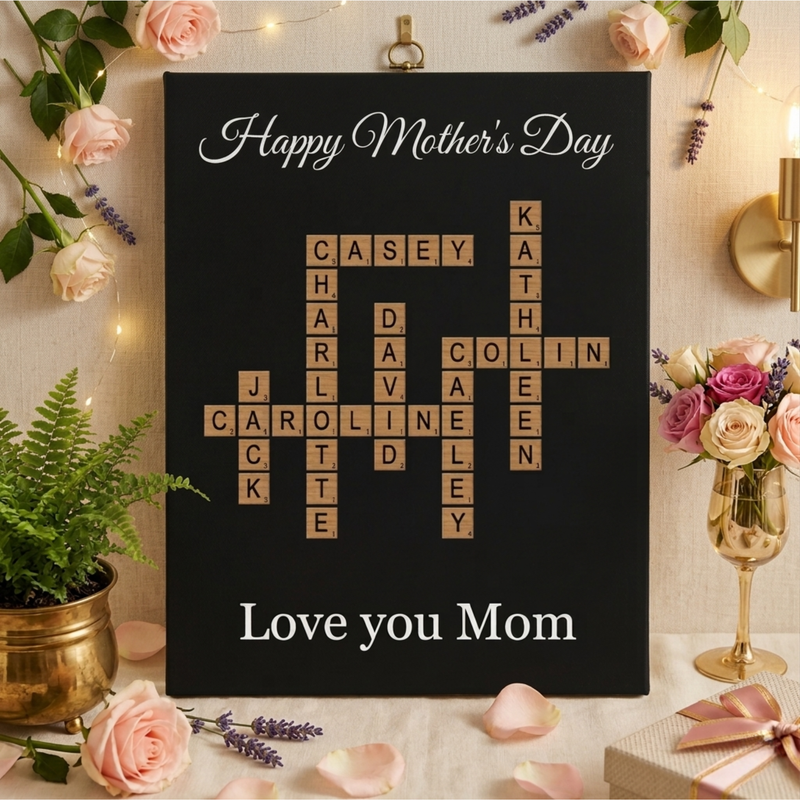 Personalized Crossword Canvas Sign perfect for Mother's Day Gift | Willow & Hive